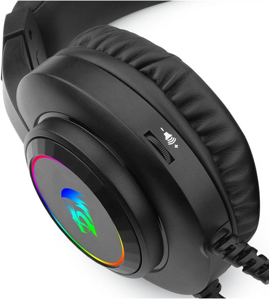 سماعة محيطي راس للالعاب H260 RGB من ريدراجون مع ميكروفون، سلكية، متوافقة مع Xbox one، نينتندو سويتش، بلاي ستيشن 4، بلاي ستيشن 5، اللاب توب، نينتيندو سويتش متعدد الألوان