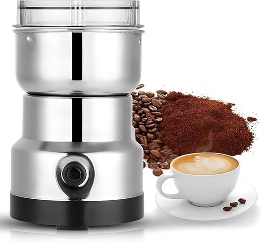 Coffee Grinder مطحنة قهوة وتوابل كهربائية بسعة 300 مل تساعد على تجهيز المكونات الطازجة بسهولة بفضل أربع شفرات من الفولاذ المقاوم للصدأ وتصميم متعدد الوظائف للاستخدام اليومي