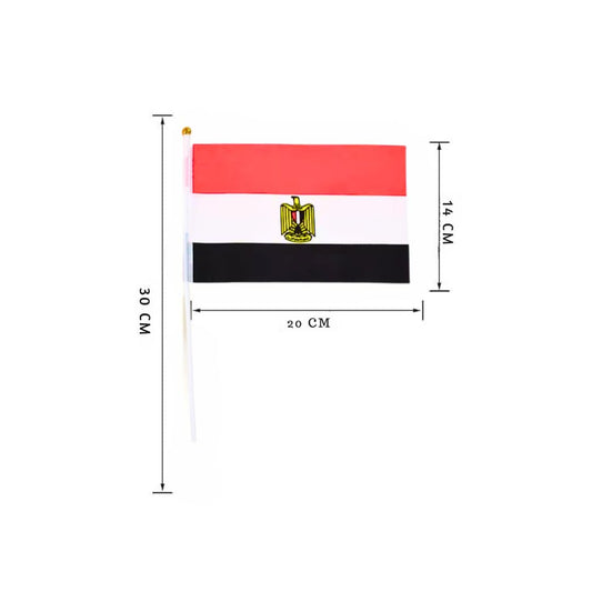 أعلام مصرية محمولة باليد للمهرجانات وكأس العالم وأحداث اليوم الوطني، أعلام مكتب مزدوجة الجوانب للحفلات والاحتفالات والديكور، مقاس صغير 20 سم × 14 سم، 12 قطعة