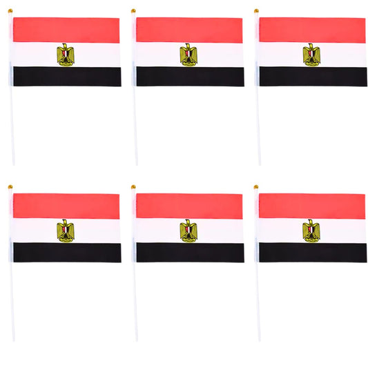 أعلام مصرية محمولة باليد للمهرجانات وكأس العالم وأحداث اليوم الوطني، أعلام مكتب مزدوجة الجوانب للحفلات والاحتفالات والديكور، مقاس صغير 20 سم × 14 سم، 12 قطعة