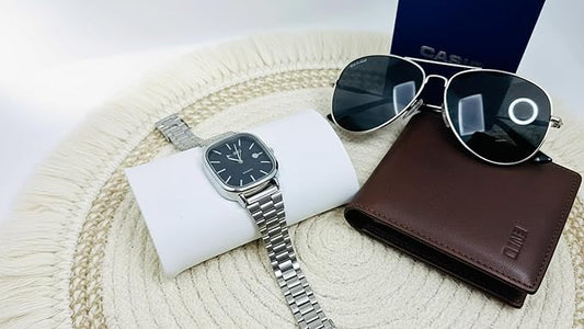 ساعة رجالية مربعة فضية - كوارتز بسوار ستانلس ستيل
