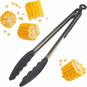 مساكة طعام للمطبخ من السيليكون عالي الجودة من ستارباك 30.5 سم من الستانلس ستيل بأطراف سيليكون، غير لاصقة ومقاومة للحرارة العالية حتى 600 درجة فهرنهايت، للطبخ والتقديم والشواء والسلطة متعدد الألوان
