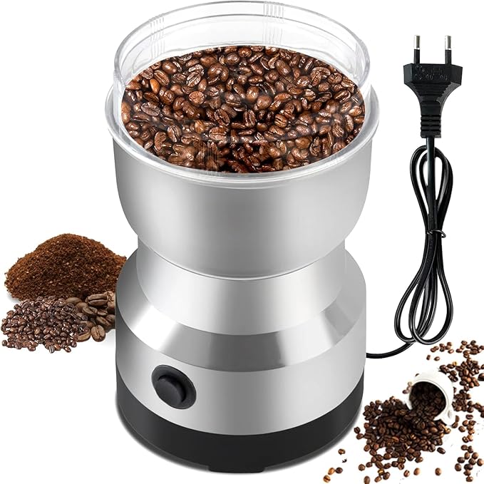 Coffee Grinder مطحنة قهوة وتوابل كهربائية بسعة 300 مل تساعد على تجهيز المكونات الطازجة بسهولة بفضل أربع شفرات من الفولاذ المقاوم للصدأ وتصميم متعدد الوظائف للاستخدام اليومي
